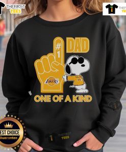 Alt Text: Official Snoopy Los Angeles Lakers 1 DAD sweatshirt featuring unique design and vibrant team colors.