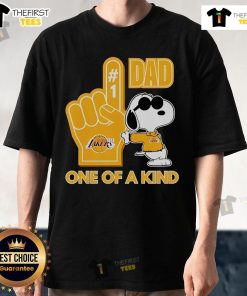 Alt Text: Official Snoopy Los Angeles Lakers Dad T-Shirt featuring a unique design for proud Lakers fans and dads.
