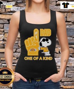 Alt Text: Official Snoopy Los Angeles Lakers 1 DAD unique tank top featuring Snoopy and Lakers logo, perfect for basketball fans.