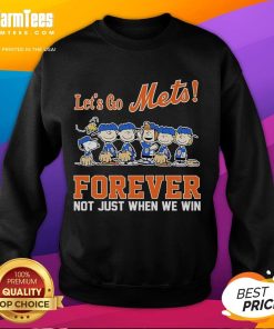 Official Snoopy The Peanuts New York Mets sweatshirt with 'Let's Go Mets Forever' design, perfect for fans.