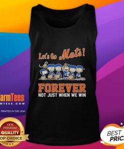 Official Snoopy The Peanuts New York Mets tank top featuring 'Let's Go Mets Forever' design for fans and collectors.