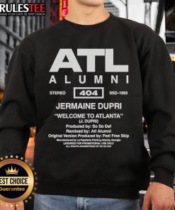 Official So So Def ATL Alumni Jermaine Dupri Welcome To Atlanta sweatshirt featuring bold graphics and vibrant colors.