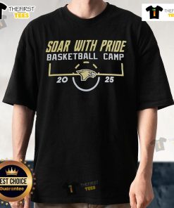 Alt Text: Official Soar With Pride Basketball Camp 2025 T-Shirt featuring vibrant colors and a bold camp logo design.