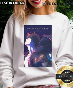 Official Solo Leveling sweatshirt featuring top anime design, most viewed on Crunchyroll as of March 2025.