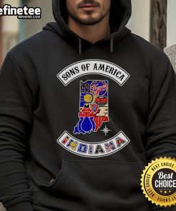 Alt Text: Official Sons of America Indiana Sports Hoodie featuring a bold design and comfortable fit, perfect for fans.