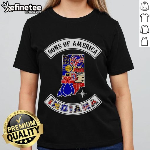 Official Sons of America Indiana Sports Ladies Tee in vibrant colors, perfect for fans supporting their local teams.