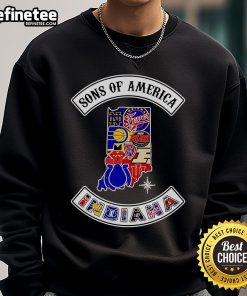 Alt Text: Official Sons of America Indiana sports sweatshirt in navy blue, featuring logo and comfortable fit for fans.