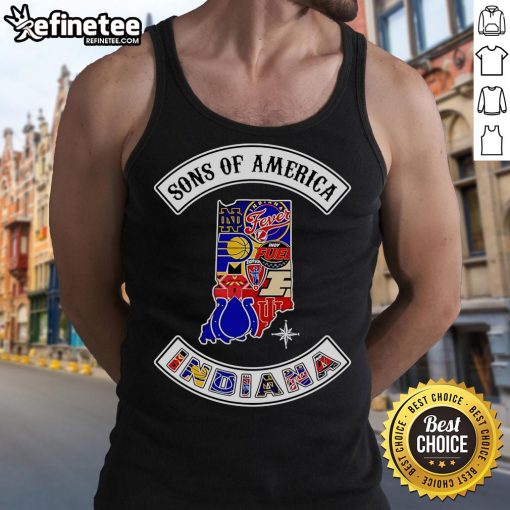 Official Sons Of America Indiana sports tank top featuring bold graphics and a comfortable fit for active fans.