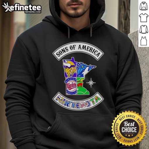 Official Sons of America Minnesota sports hoodie featuring a stylish design and vibrant colors for fans.