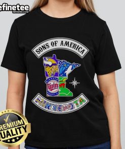 Official Sons Of America Minnesota Sports Ladies Tee in vibrant colors, showcasing a stylish design for sports enthusiasts.