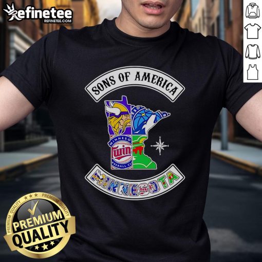 Official Sons Of America Minnesota Sports T-Shirt featuring bold graphics and vibrant colors for fans and sports enthusiasts.