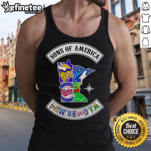 Official Sons of America Minnesota Sports Tank Top featuring a bold design for fans and athletes, perfect for summer wear.