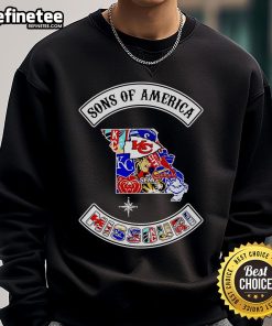 Alt Text: Official Sons of America Missouri sports sweatshirt featuring logo and comfortable design, perfect for fans and casual wear.