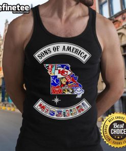 Alt Text: Official Sons of America Missouri sports tank top featuring a bold design, perfect for fans and summer activities.