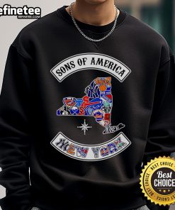 Official Sons of America New York sports sweatshirt featuring logo and vibrant colors, perfect for fans.