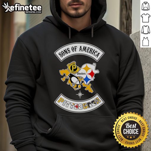Official Sons of America Pittsburgh Sports Hoodie featuring team colors and logo, perfect for sports fans.