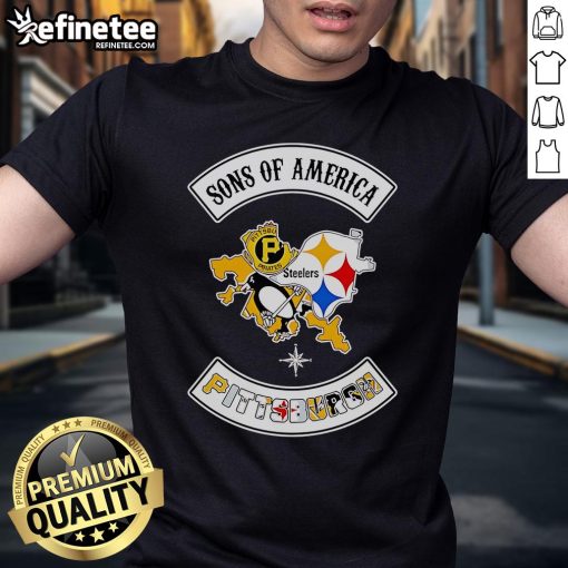 Official Sons Of America Pittsburgh Sports T-Shirt featuring bold team logo and vibrant colors, perfect for fans.