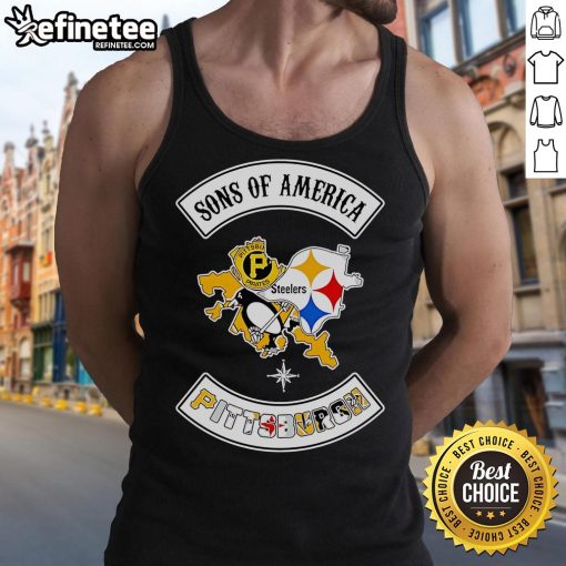 Official Sons of America Pittsburgh Sports Tank Top featuring bold team colors and logo for fans and sports enthusiasts.