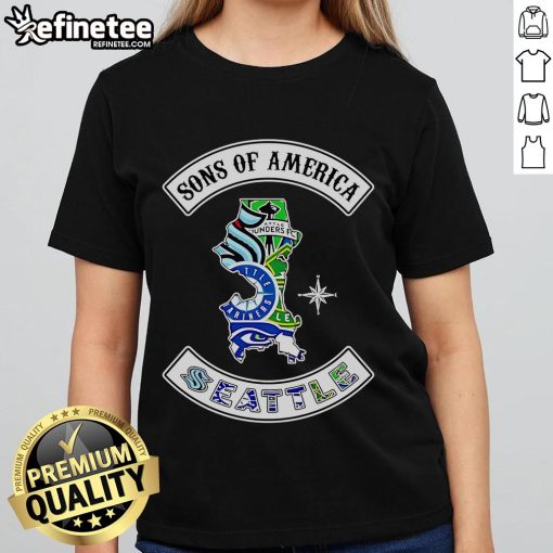 Official Sons of America Seattle Sports Ladies Tee featuring vibrant team colors and stylish design for female fans.