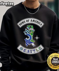 Alt Text: Official Sons of America Seattle Sports Sweatshirt featuring a vibrant design and comfortable fit for sports fans.