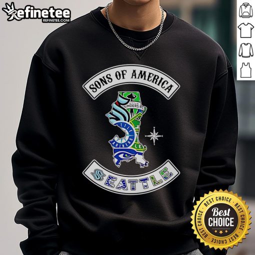 Alt Text: Official Sons of America Seattle Sports Sweatshirt featuring a vibrant design and comfortable fit for sports fans.