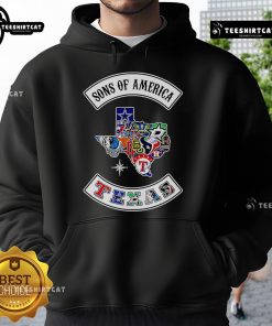 Official Sons of America Texas Sports Hoodie featuring a vibrant design and comfortable fit for sports enthusiasts.