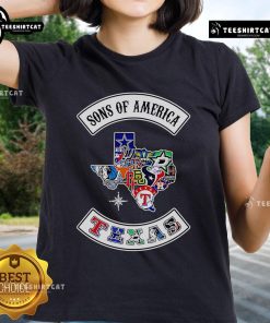 Official Sons of America Texas Sports Ladies Tee showcasing stylish design for Texas sports fans. Perfect for game day!