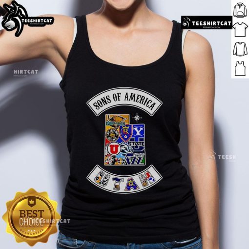 Alt Text: Official Sons of America Utah Sports Tank Top featuring bold logo and vibrant colors for fans of Utah sports.