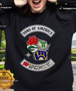 Alt Text: Official Sons of America Wisconsin sports sweatshirt featuring a bold logo and comfortable design for fans.