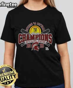 Alt Text: Official South Caldwell Spartans 2025 NCHSAA Women's 4A Softball State Champions Ladies Tee shirt design.