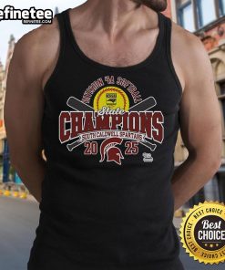 Official South Caldwell Spartans 2025 NCHSAA Women's 4A Softball State Champions tank top design showcasing team pride.