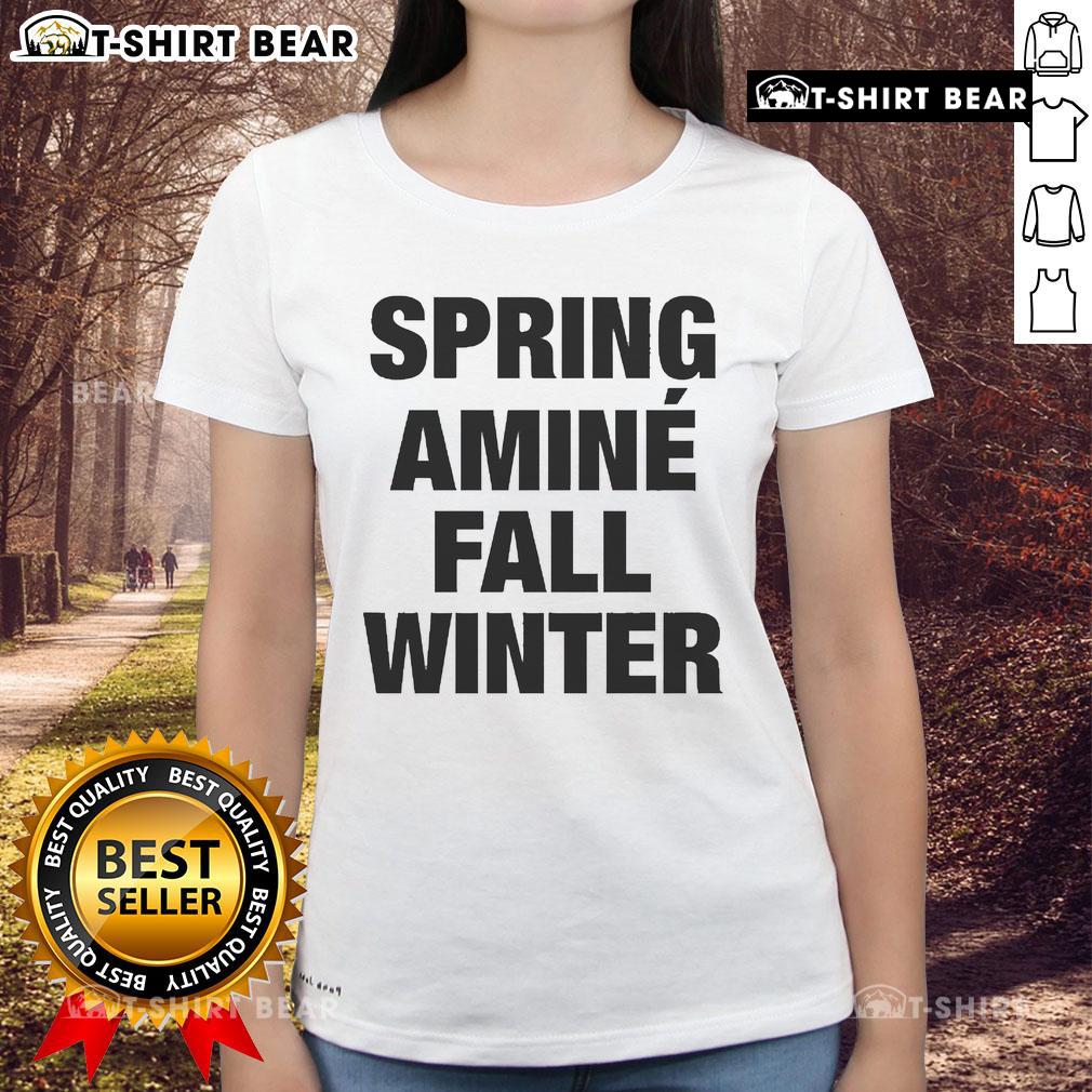 Official Spring Aminé Fall Winter Ladies Tee Alt Text: Official Spring Amine Fall Winter Ladies Tee in stylish design, perfect for seasonal fashion and casual wear.