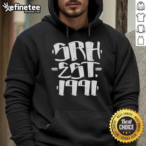 Official SRH Est 1991 hoodie in black, featuring logo and stylish design, perfect for casual wear and fans of SRH.