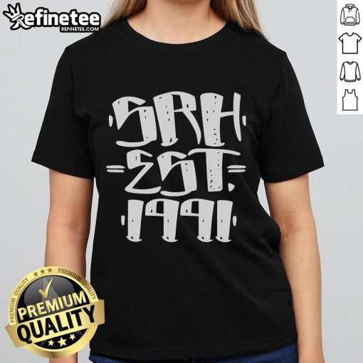 Official SRH Est 1991 Ladies Tee featuring stylish design and comfortable fit for trendy women's casual wear.
