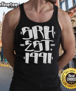 Official SRH Est 1991 tank top in black, showcasing a stylish design perfect for casual wear and summer fashion.