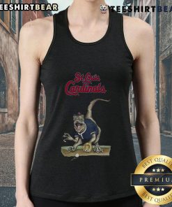 Official St. Louis Cardinals Tiny Turnip Velociraptor Tank Top featuring a playful dinosaur design for fans.