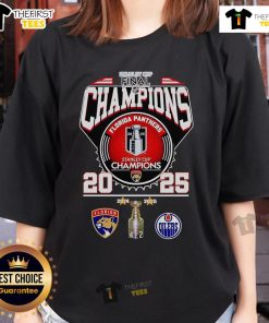 Alt Text: 2025 Florida Panthers Ladies Tee celebrating the Official Stanley Cup Final Champions, perfect for fans and collectors.