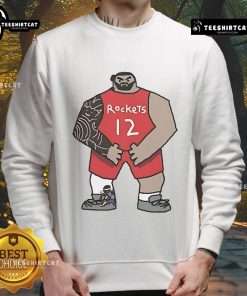 Alt Text: Official Steven Adams Screen Houston Rockets Sweatshirt featuring team logo and vibrant colors for fans.
