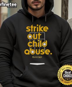 Alt Text: Official Strike Out Child Abuse San Diego baseball hoodie featuring a bold logo and vibrant design for awareness.