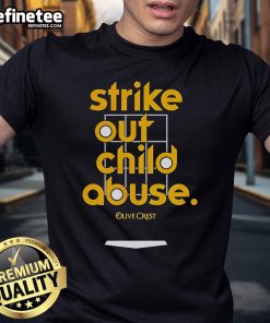 Alt Text: Official Strike Out Child Abuse San Diego Baseball T-Shirt featuring bold graphics and vibrant colors for awareness.