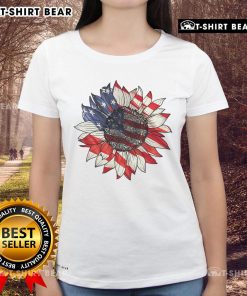 Official Sunflower American Flag 4th of July tee for women, celebrating Merica and patriotic style in vibrant colors.