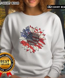 Official Sunflower American Flag 4th of July sweatshirt featuring a vibrant sunflower design for patriotic celebrations.