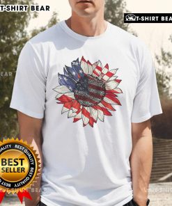 Official Sunflower American Flag 4th of July Merica USA T-Shirt featuring a vibrant sunflower design and patriotic colors.