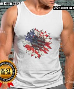 Official Sunflower American Flag 4th of July tank top celebrating Merica USA with vibrant colors and patriotic design.