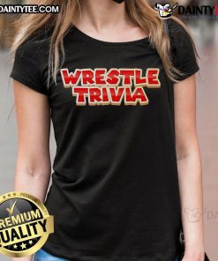 Official Super Wrestling Trivia logo on a stylish ladies tee, perfect for wrestling fans and trivia enthusiasts.
