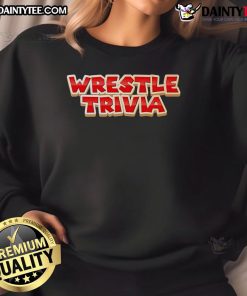 Official Super Wrestling Trivia Logo Sweatshirt featuring vibrant logo design for wrestling fans and trivia enthusiasts.