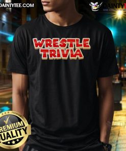 Alt Text: Official Super Wrestling Trivia Logo T-Shirt featuring a bold graphic design for wrestling fans and trivia enthusiasts.