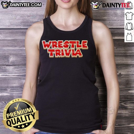 Official Super Wrestling Trivia Logo Tank Top featuring vibrant graphics and a bold design for wrestling fans.