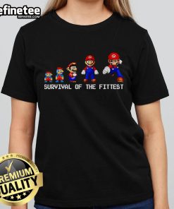Official Survival Of The Fittest Mario Ladies Tee featuring colorful graphics and a stylish fit for fans of the game.