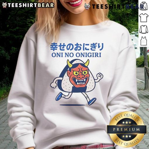 Official Sushi Monster Oni No Onigiri Sweatshirt featuring a vibrant design and cozy fit for sushi lovers.